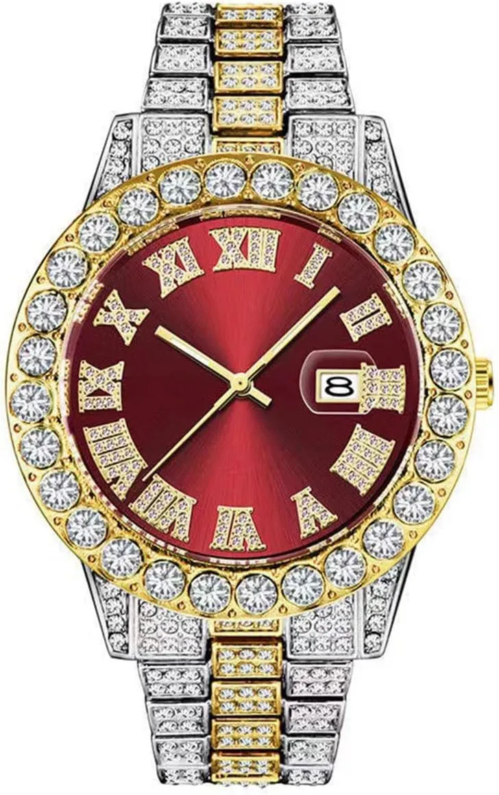 SENRUD Unisex Watch Fashion Crystal Diamond Watch Mens Womens Quartz Analog Watch Stainless Steel Big Face Wrist Watch