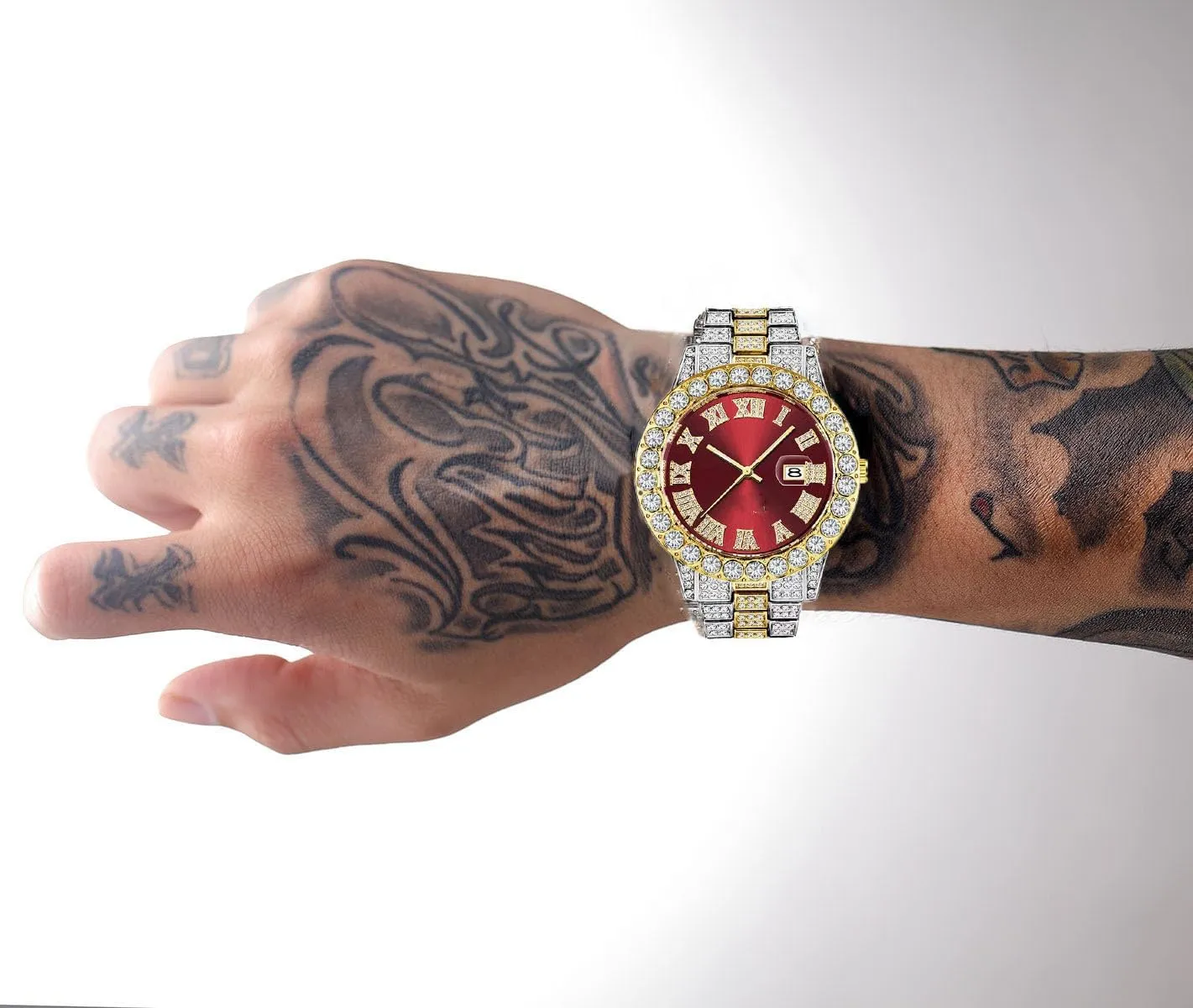 SENRUD Unisex Watch Fashion Crystal Diamond Watch Mens Womens Quartz Analog Watch Stainless Steel Big Face Wrist Watch