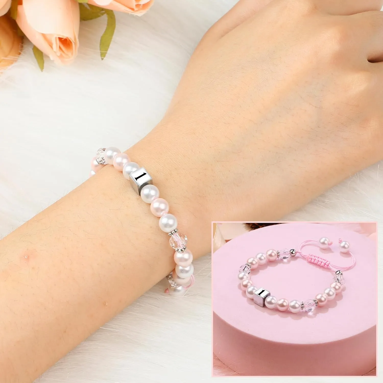 Sereney Birthday Gifts for Girls, Beaded Bracelets as 1 3 4 5 6 7 8 9 10 11 Year Old Birthday Gift, Adjustable Stone Pearl Bracelet as Happy Birthday Gifts for Daughter Granddaughter Niece Girls