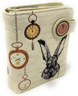 Shag Wear Pocket Watch Rabbit Small Animal Wallet for Women and Teen Girls Vegan Faux Leather Beige 4.5"