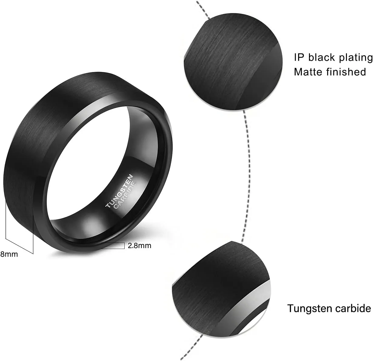 SHINYSO 4mm 6mm 8mm Tungsten Rings for Men Women Matte Finish Wedding Band Silver/Black Comfort Fit Size 5-13