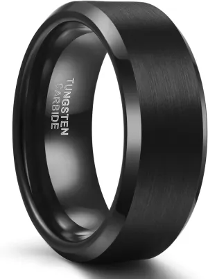 SHINYSO 4mm 6mm 8mm Tungsten Rings for Men Women Matte Finish Wedding Band Silver/Black Comfort Fit Size 5-13