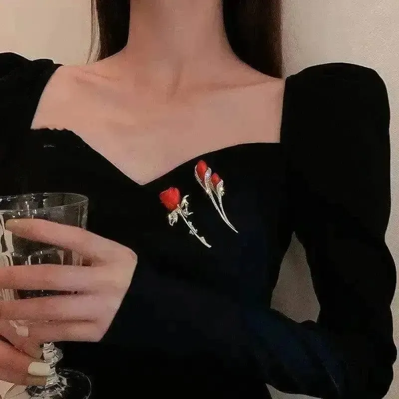 Shop 3D Red Rose Flower Brooch - A Stunning Accessory for Any Occasion
