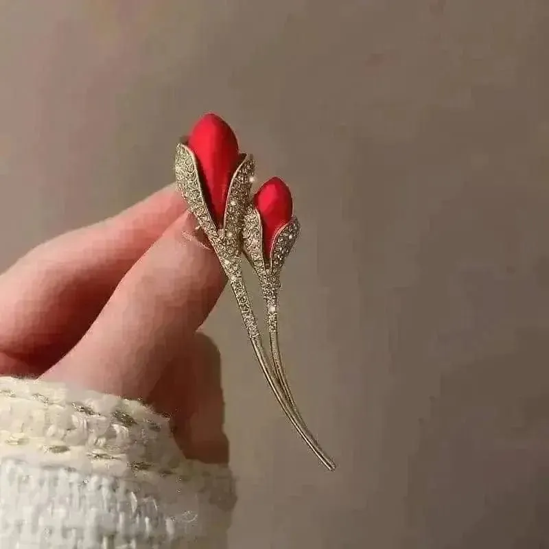 Shop 3D Red Rose Flower Brooch - A Stunning Accessory for Any Occasion