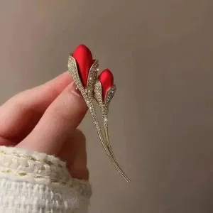 Shop 3D Red Rose Flower Brooch - A Stunning Accessory for Any Occasion