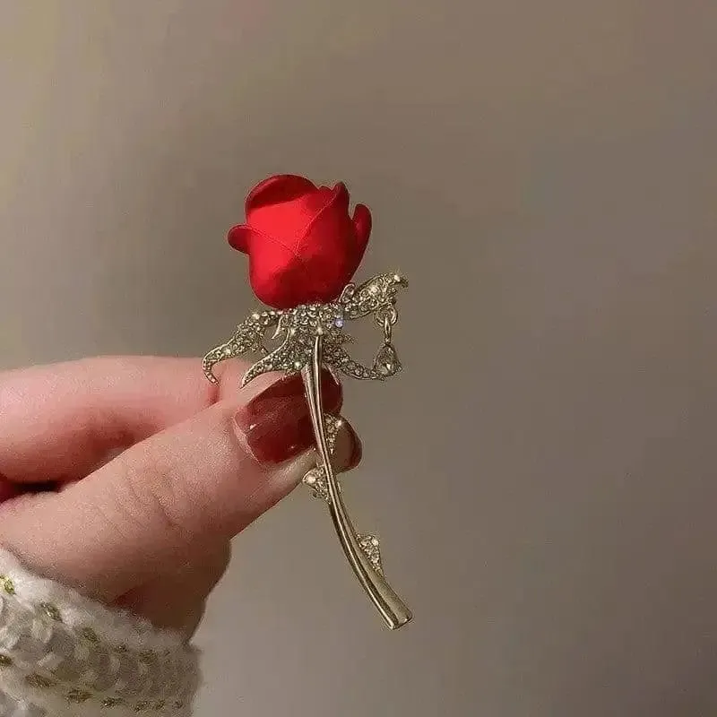 Shop 3D Red Rose Flower Brooch - A Stunning Accessory for Any Occasion