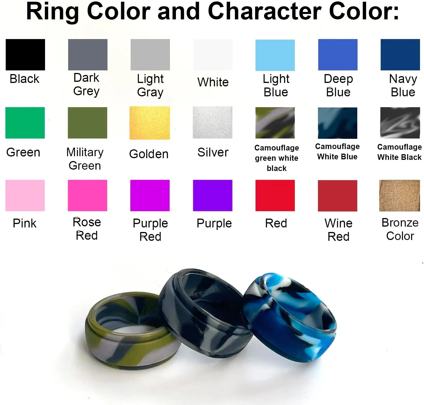 Silicone Rings Matching Rings Couples Silicone Rings Comfortable Fit Custom Engraved Black and White Heart Silicone Wedding Bands Gift Promise Ring Bridal Sets, Width 8MM Size 6 to 14