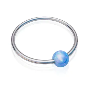 Silver Cartilage Earring Hoop  Helix Piercing Jewelry Ring  20G 8mm Ring With 3mm Blue Opal - Cute Gift