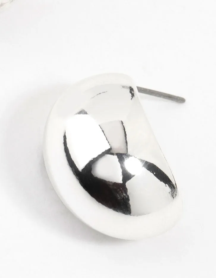 Silver Plated Mini Oval Bubble Stud Earrings