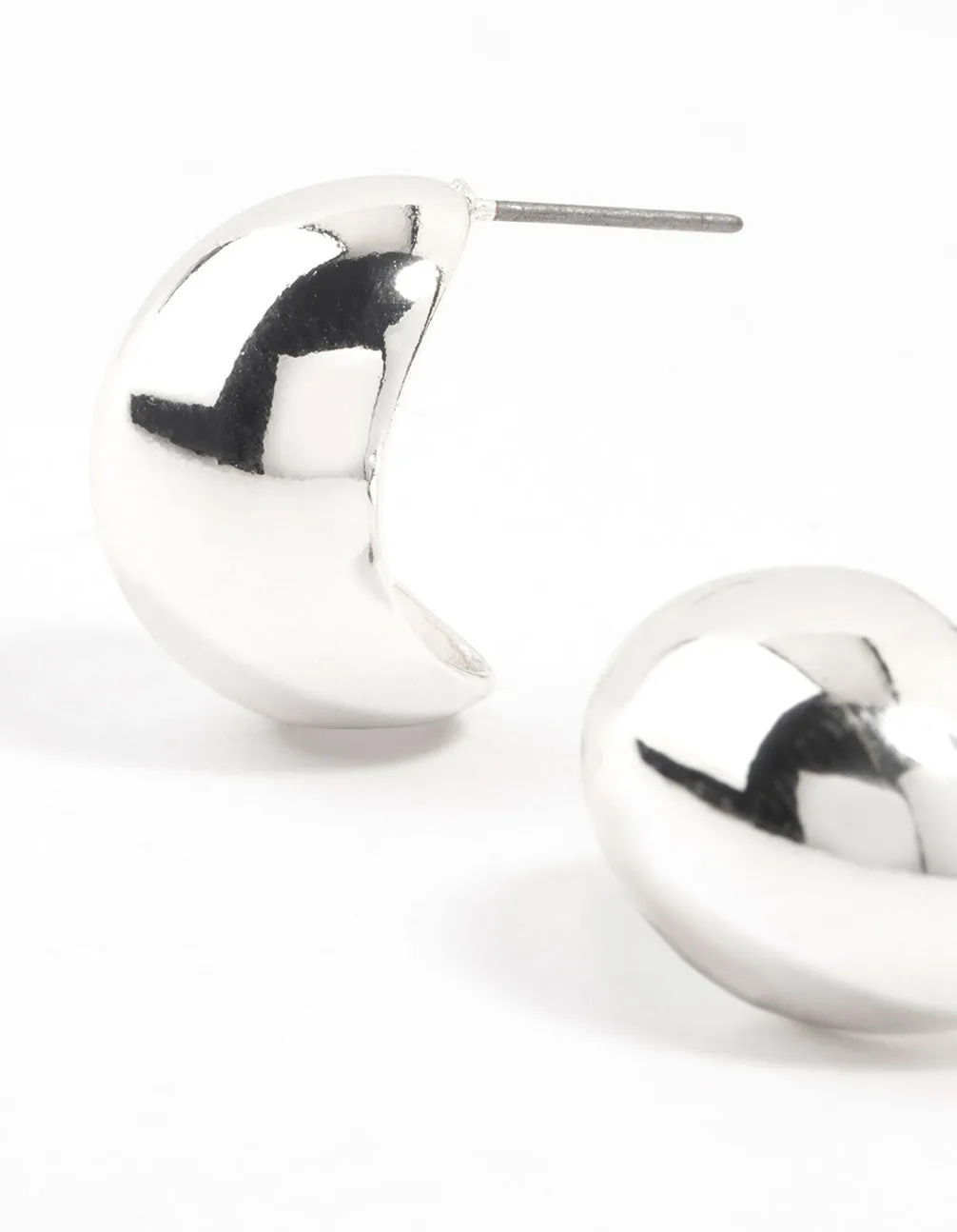 Silver Plated Mini Oval Bubble Stud Earrings