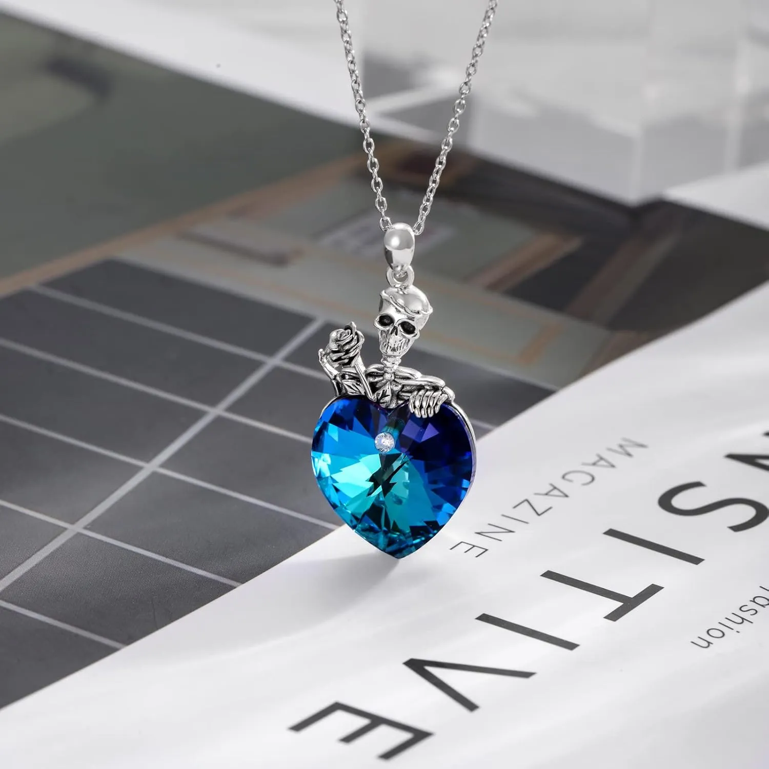 Skull Necklace 925 Sterling Silver Gothic Jewelry for Women
