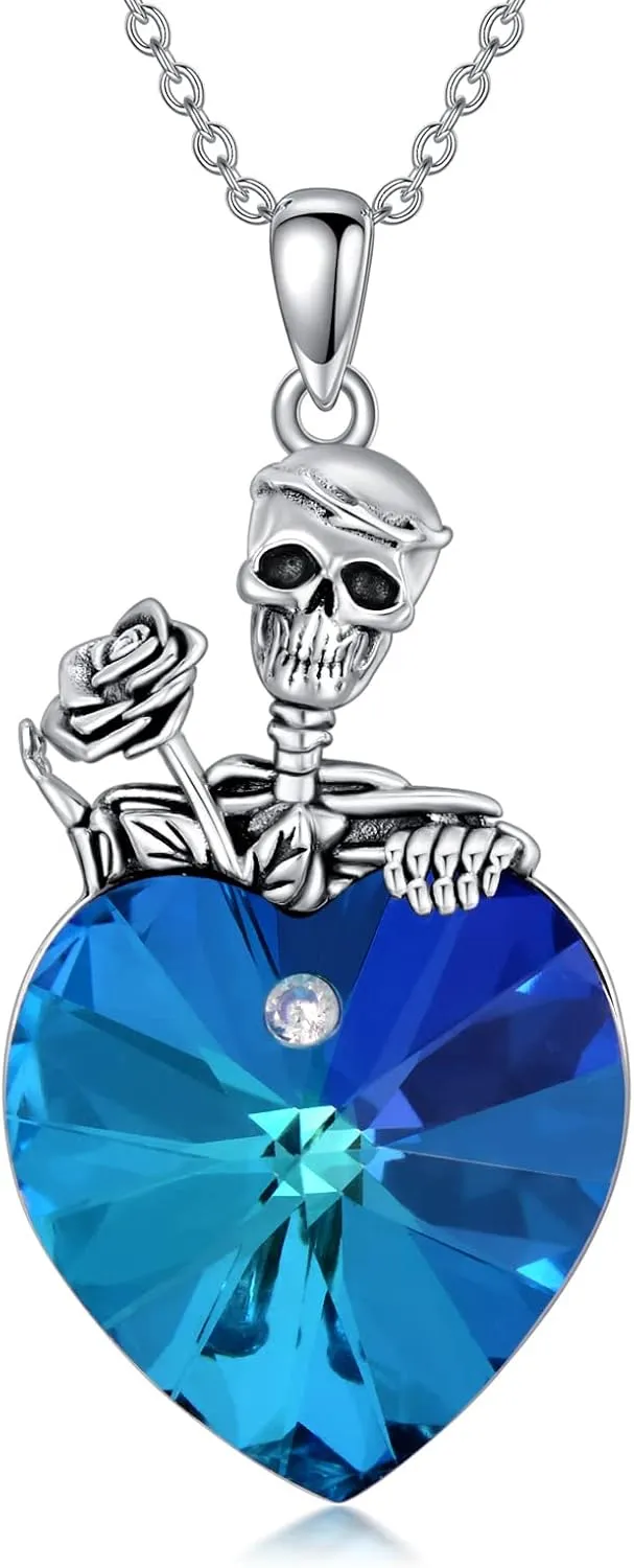 Skull Necklace 925 Sterling Silver Gothic Jewelry for Women