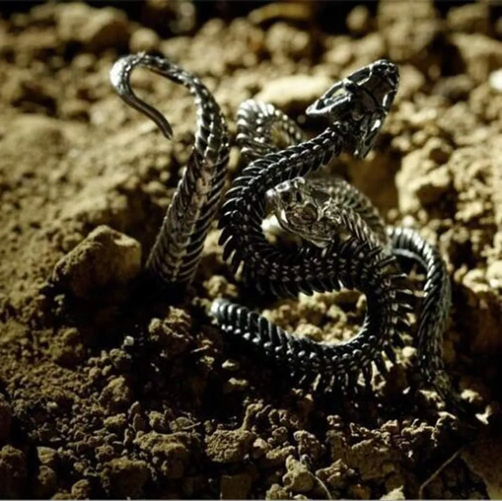 Snake Ring for Women Men Sterling Silver Snake Adjustable Ring Sets Vintage Jewelry