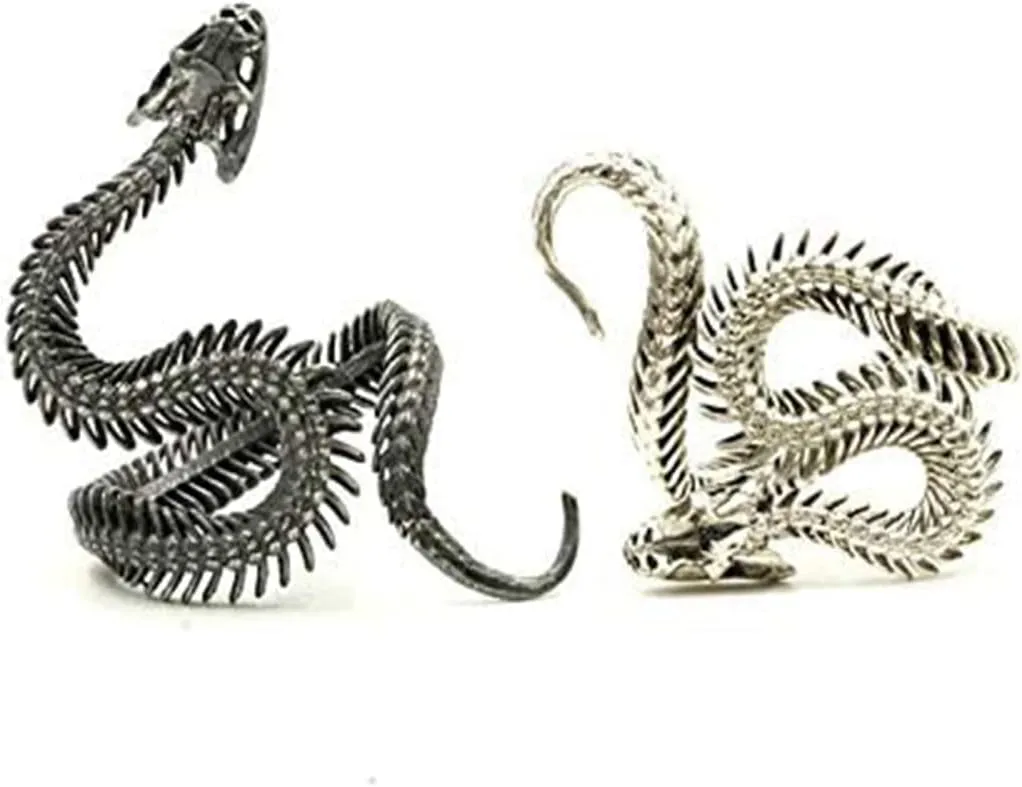Snake Ring for Women Men Sterling Silver Snake Adjustable Ring Sets Vintage Jewelry