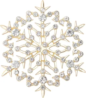 Snowflake Brooch Pins for Women,Vintage Rhinestone CZ Winter Flower Lapel Pins Crystal Christmas Brooch Badge Pins Cloth Dress Accessories Jewelry for Christmas