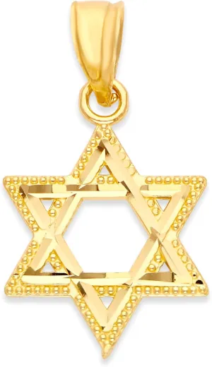 Solid Gold Star of David Pendant in 10k or 14k