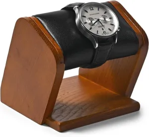 Solid Wood Watch Display Stand for Men Women Single Jewelry Watch Showcase Stand Display for Wristwatch Ring Cufflinks(Black)