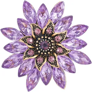 Sparkling Rhinestone Flower Brooch Pin Fashion Crystal Sunflower Brooch Floral Lapel Pins Red/Green/Purple/Pink Crystal CZ Broochs Large Flower Pin Clothes Hat Bag Dress Broochs Wedding Bridal Jewelry for Women