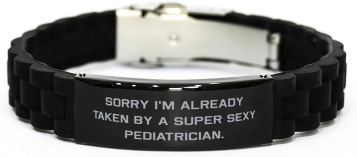 Special Pediatrician Black Glidelock Clasp Bracelet, Sorry I'm, Best Gifts for Coworkers from Boss, Birthday Unique Gifts, Friendship, Black jewelry, Bracelet gift
