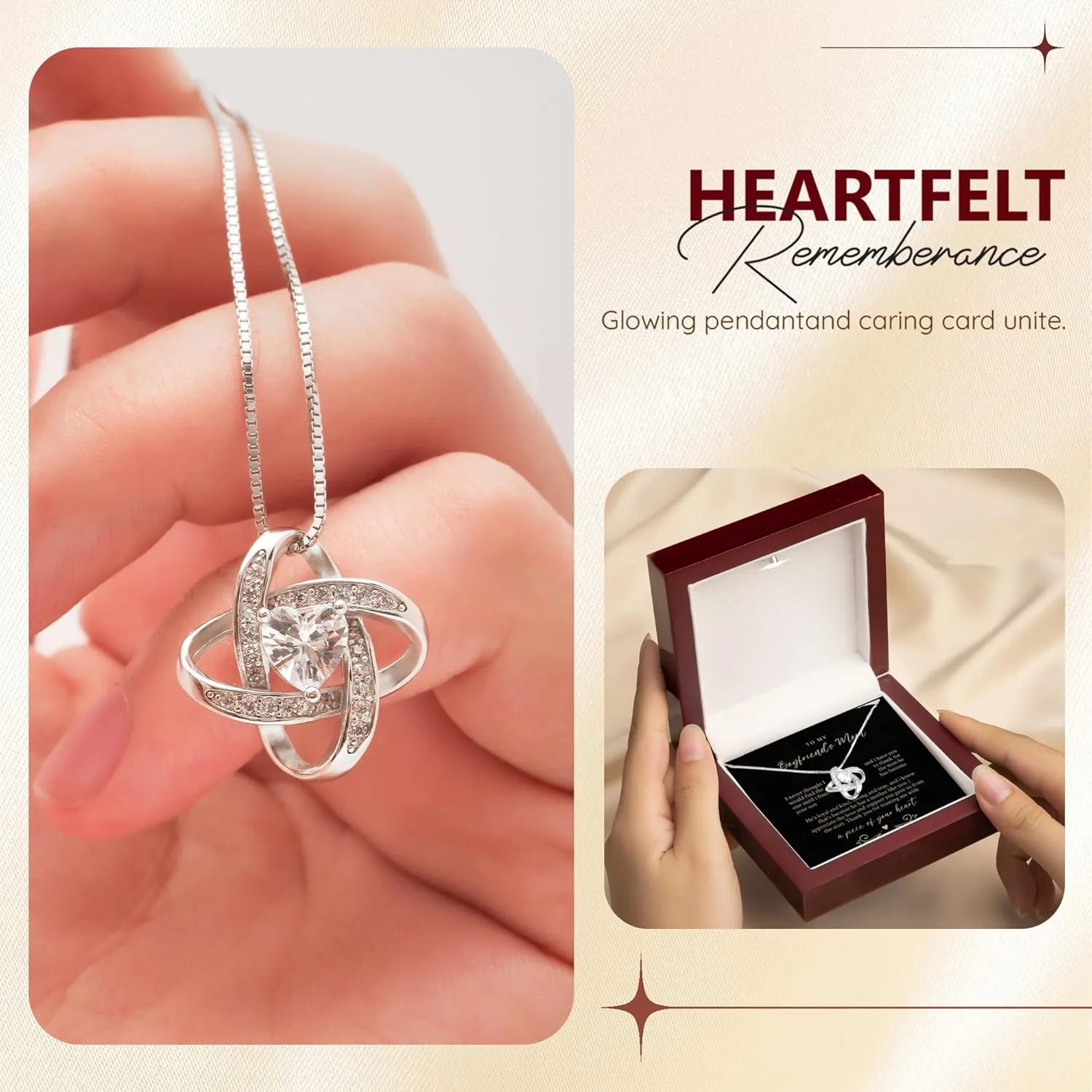 Special Present For Boyfriends Mom, "Thank You For Trusting Me With A Piece Of Your Heart" Necklace, Christmas Gift, Birthday Gift For Boyfriends Mom With Meaning Message Card And Luxury Gift Box