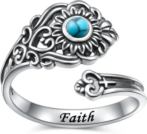 Spoon Ring 925 Sterling Silver Vintage Thumb Rings for Women Adjustable Victorian Style Antique Flower Rings Jewelry for Women