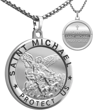 St Michael Necklace Saint Michael Medal Bless Safety Religion Pendant Gift for Men, Women, Family, Parent, Friend