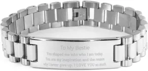 Stainless Steel Bracelet Bestie Gift for Christmas Graduation - Engraved Friendship Bracelet to show Gratitude, Bestie Jewelry for Best Mate, Birthday Bracelet for Women