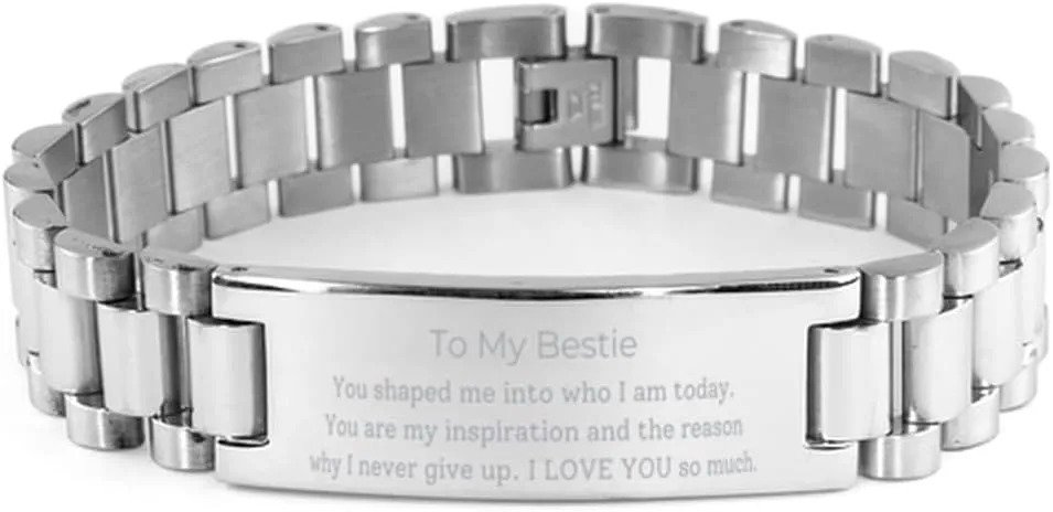 Stainless Steel Bracelet Bestie Gift for Christmas Graduation - Engraved Friendship Bracelet to show Gratitude, Bestie Jewelry for Best Mate, Birthday Bracelet for Women