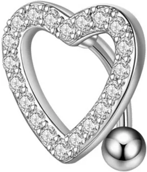 Stainless Steel Navel Ring Belly Button Jewelry Heart Shape Zircon Stud for Women