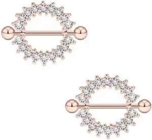 Stainless Steel Nipple Tongue Rings Circle Barbell Colorful Nipple Piercing Jewelry Body Retainer 14G(1.6mm) 16mm 2 Pcs