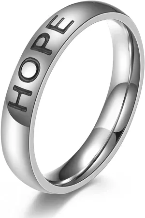 Stainless Steel Ring Faith Love Hope Engraved Plain Wedding Band for Men Women