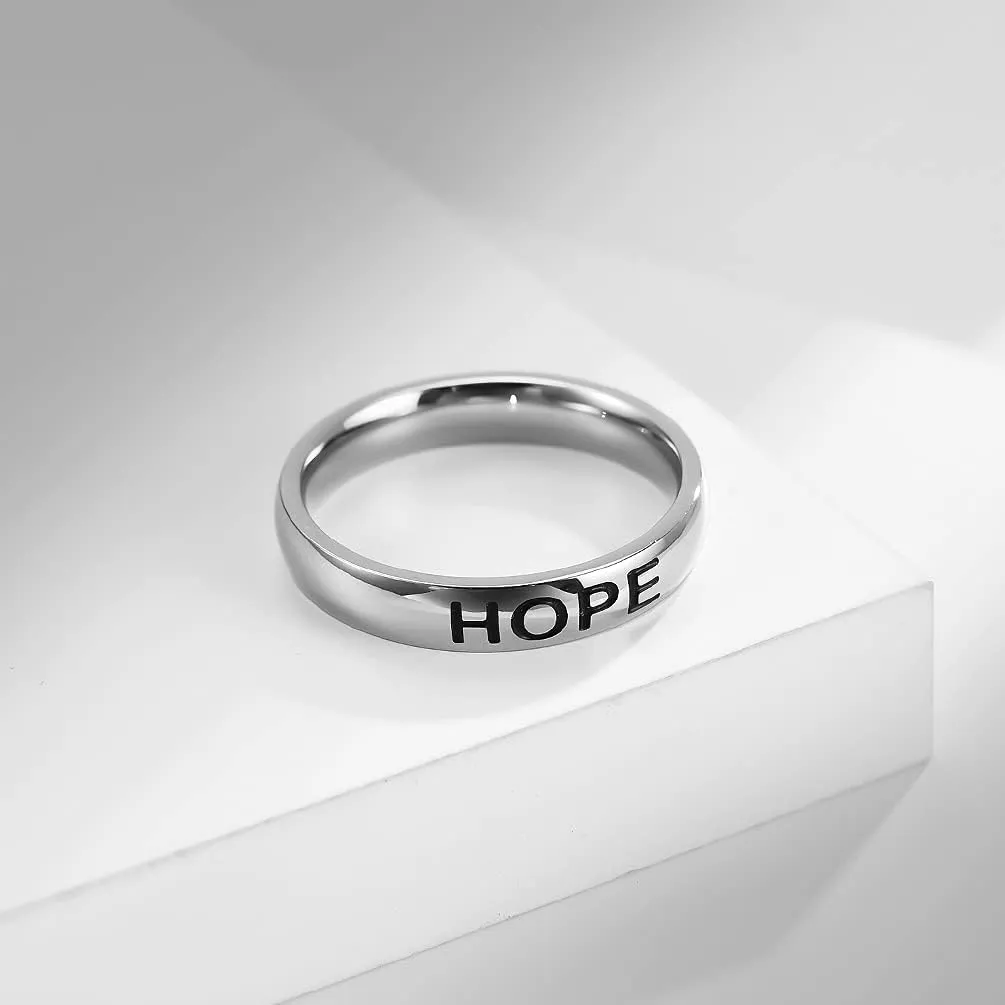 Stainless Steel Ring Faith Love Hope Engraved Plain Wedding Band for Men Women