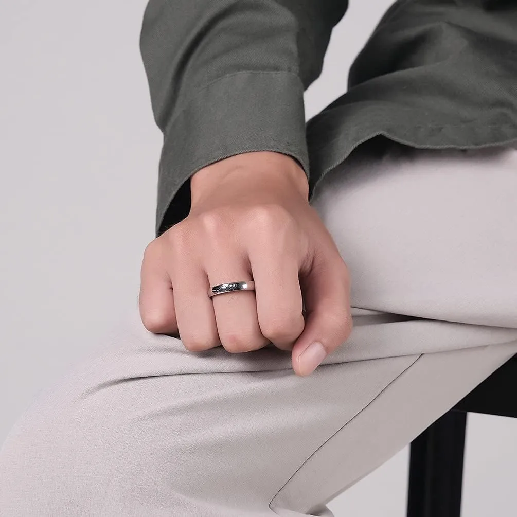Stainless Steel Ring Faith Love Hope Engraved Plain Wedding Band for Men Women