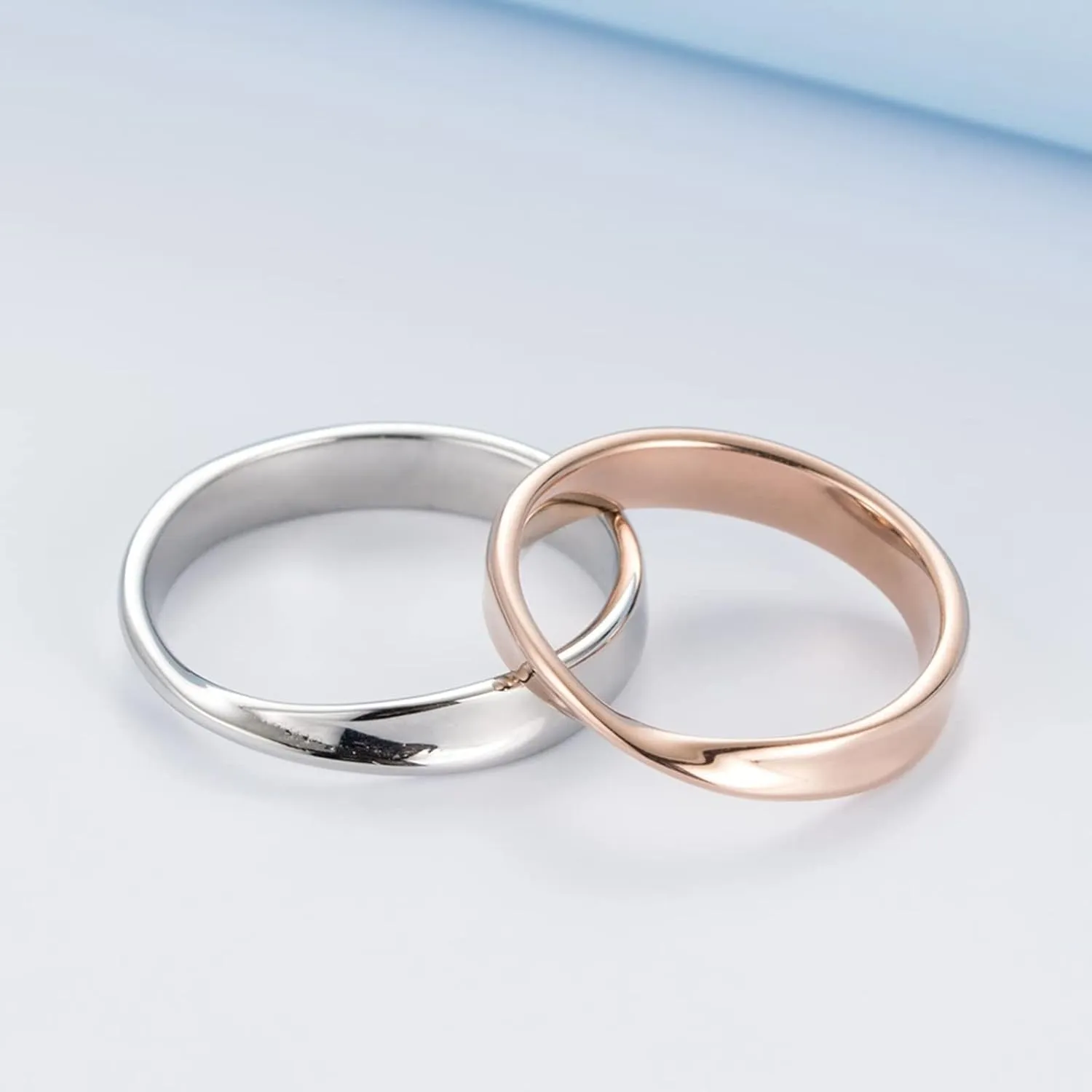 Stainless Steel Rings, Men's Promise Rings, Mobius Ring with Cubic Zirconia for Men