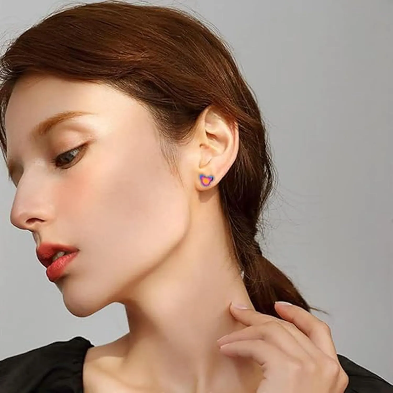 Stainless Steel Tiny Mouse Silhouette Button Stud Post Earrings for women earrings studs hypoallergenic earring