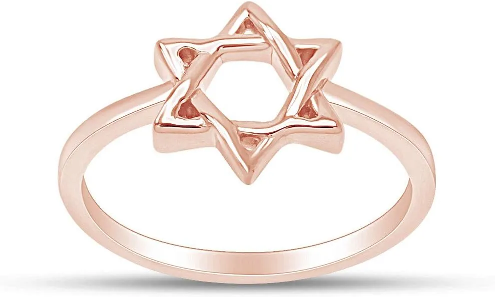 Star of David Jewish Magen Hebrew Shield Ring Star Symbol Ring 14k Gold Over Sterling Silver, Gift For Her