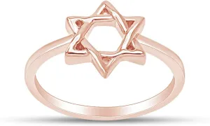 Star of David Jewish Magen Hebrew Shield Ring Star Symbol Ring 14k Gold Over Sterling Silver, Gift For Her