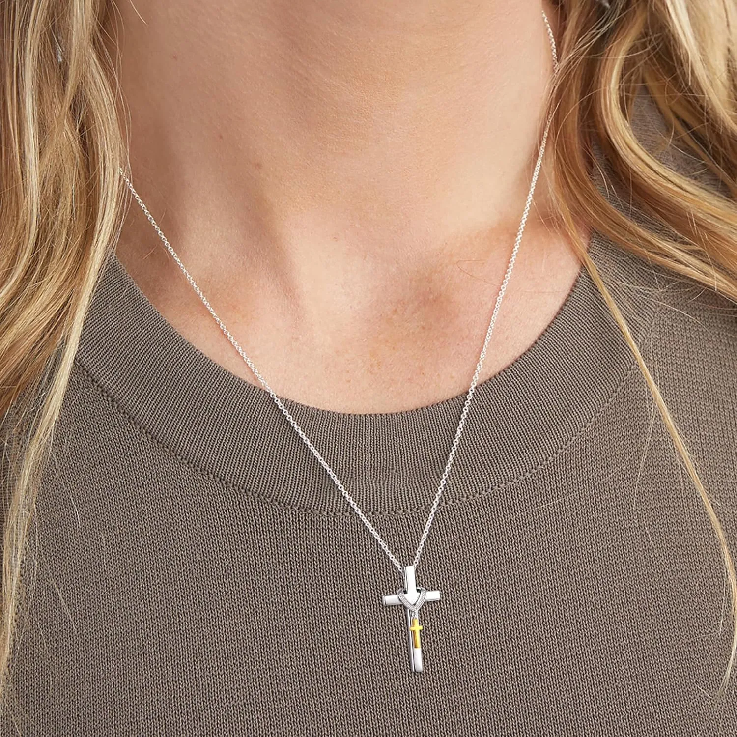 Sterling Silver Cross Urn Necklace - Memorial Pendant Cremation Jewelry Keepsake Pendant Gift for Ashes for Women Men
