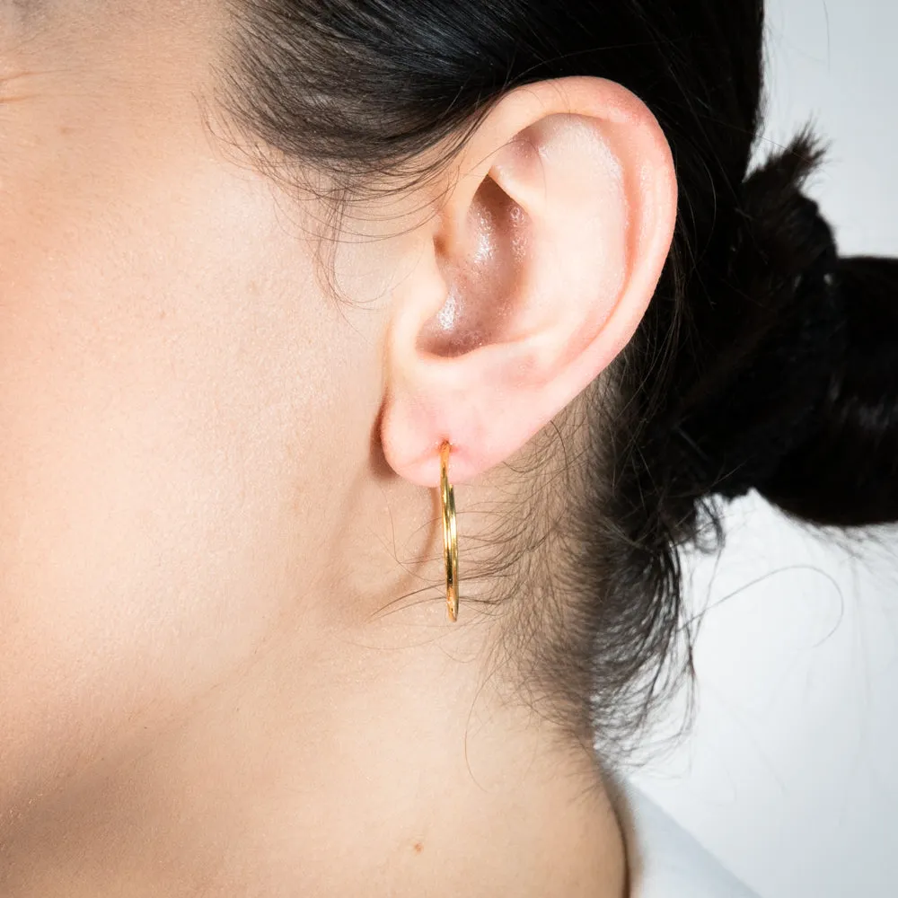 Sterling Silver Gold Plated Plain 25mm Sleeper Earrings