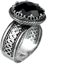 Sterling Silver Handcrafted Filigree Art Women Gemstone Cocktail Ring