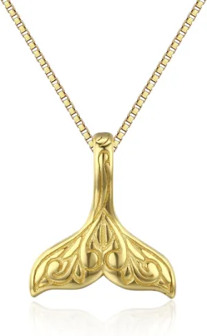 Sterling Silver Jewelry Mermaid Tail Fish Pendant Necklace 18" 2"