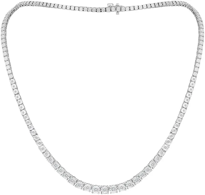 Sterling Silver Round Diamond Chain Necklace (1/2 cttw, I-J Color, I2-I3 Clarity)