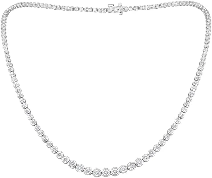 Sterling Silver Round Diamond Chain Necklace (1/2 cttw, I-J Color, I2-I3 Clarity)