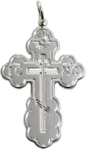Sterling Silver Small Three-Barred St. Olga Cross Pendant for Women, Elegant Religious Jewelry with Pouch, 1 Inches, Baptismal Cross