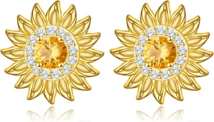 Sunflower Earrings for Women Sterling Silver Sunflower Flower Stud Earrings Floral Earrings Studs Jewelry Birthday Gifts