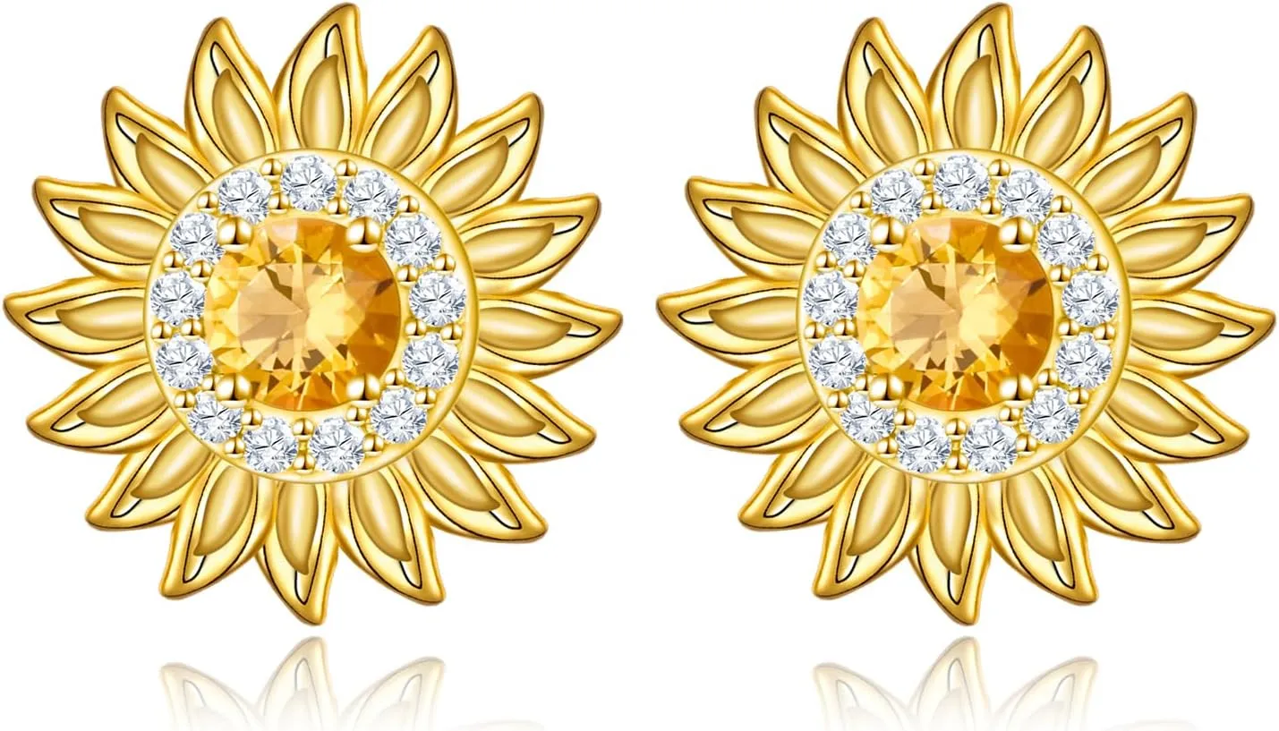 Sunflower Earrings for Women Sterling Silver Sunflower Flower Stud Earrings Floral Earrings Studs Jewelry Birthday Gifts