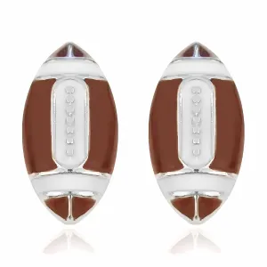 Super Bowl Football Rugby Ball Stud Earrings, Sterling Silver Sport Earrings for Women Girls, Hypoallergenic Rugby Earrings Sports Lovers Earrings for Football Lovers Fan Gifts Jewelry