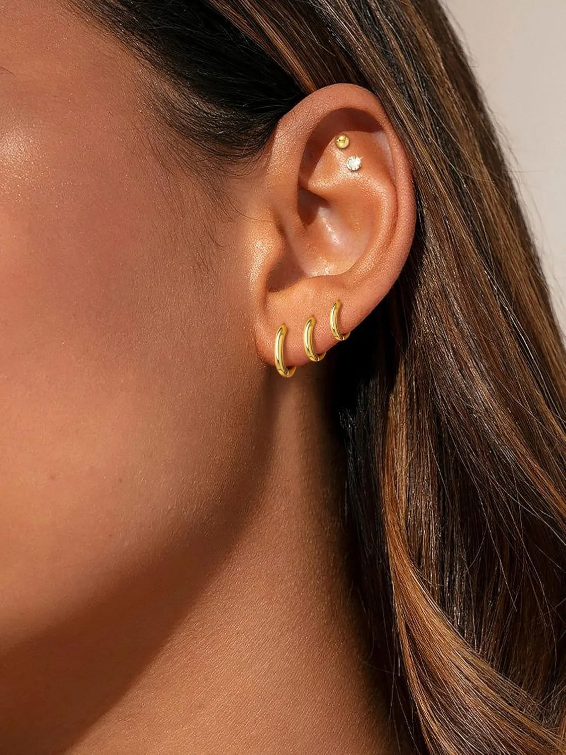 Surgical Steel Earrings Set for WomenHypoallergenic 14K GoldSterling Sliver Plated Huggie Hoop Earrings Lightweight Cartilage earrings