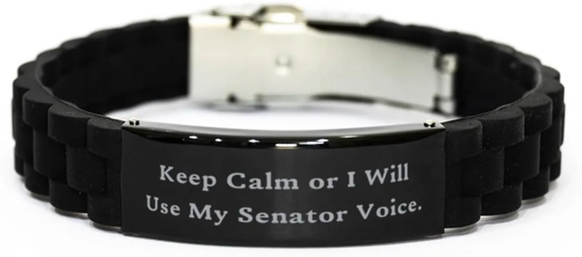 Surprise Senator Black Glidelock Clasp Bracelet, Keep, Sarcastic Gifts for Men Women from Team Leader, Birthday Unique Gifts, Coworkers, Bracelet gift, Friendship