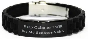 Surprise Senator Black Glidelock Clasp Bracelet, Keep, Sarcastic Gifts for Men Women from Team Leader, Birthday Unique Gifts, Coworkers, Bracelet gift, Friendship